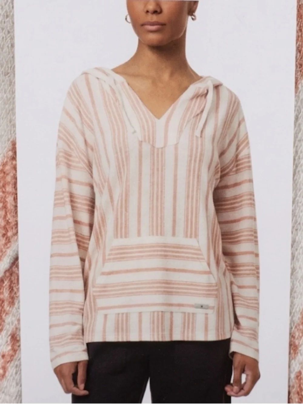 Hurley Endless Stripe Baja Hoodie Coral Sunshine Size M NWT